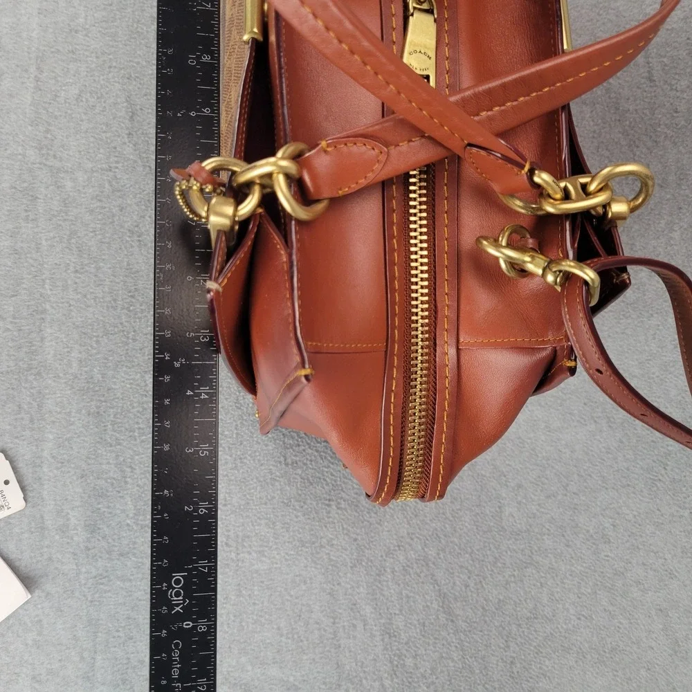 Coach Dreamer 67035 Satchel Signature Canvas Tan Rust Leather Crossbody‎ Bag